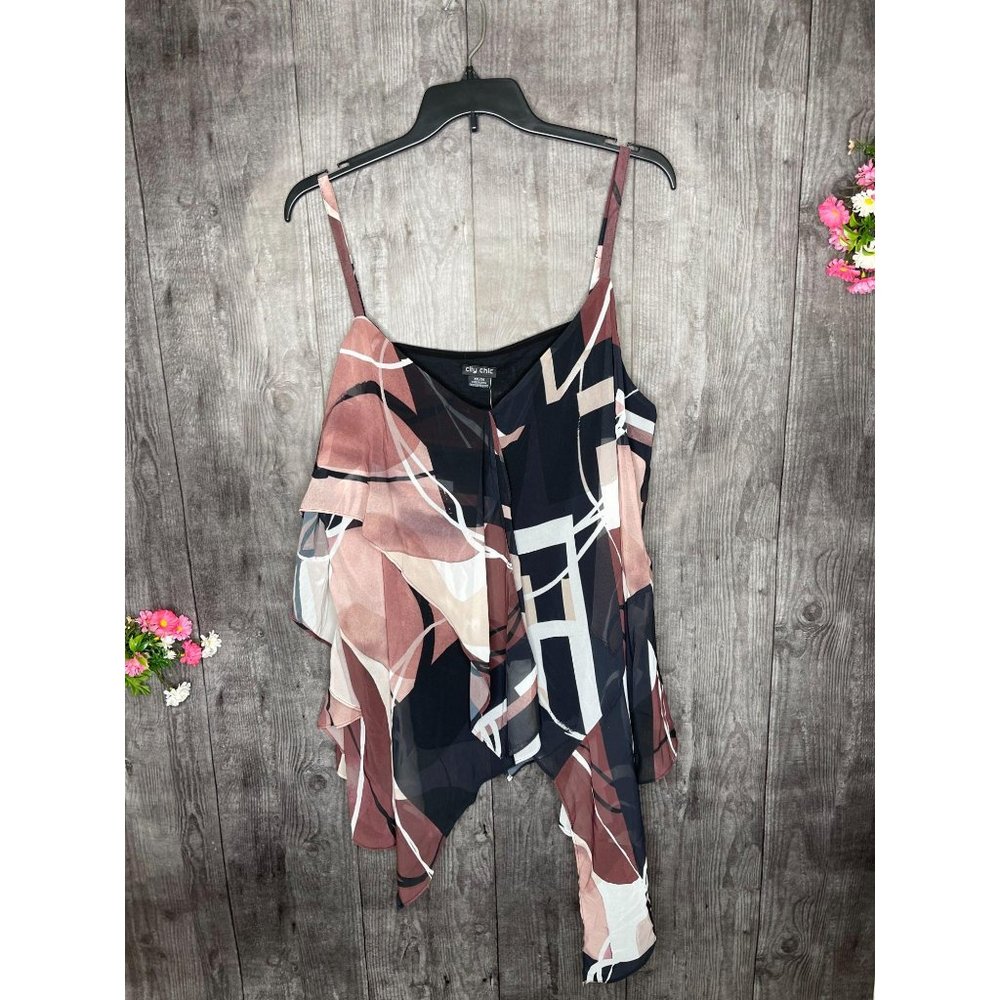 City Chic Plus Size Asymmetrical Tank Top Sahara